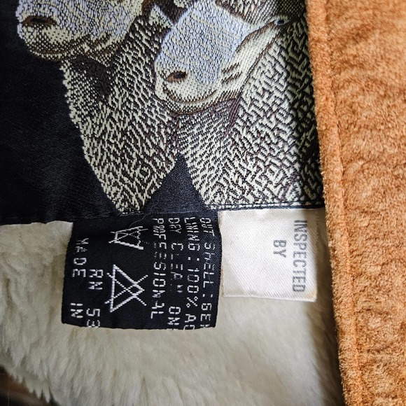 Vintage FoxRun Suede Leather Sherpa Lined Coat‎ S Brown Tapered - Picture 14 of 16